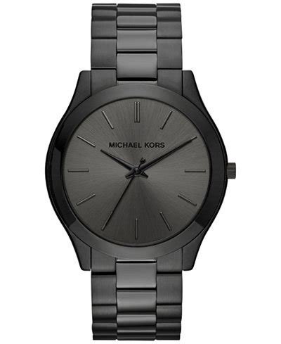 michael kors unisex slim runway black-tone stainless steel|michael kors black runway watch.